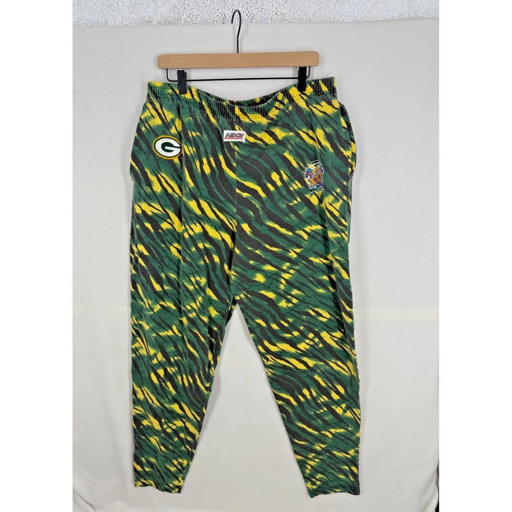 Vintage Zubaz Green Bay Packers Super Bowl XXXI Sweatpants Men's XL NFL Zebra